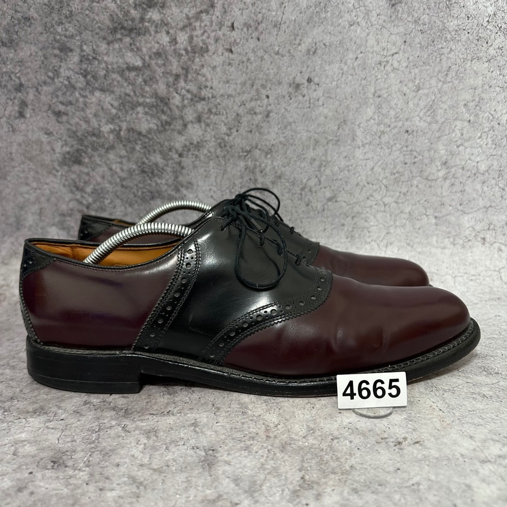 Allen Edmonds Shelton Saddle Oxford Mens 12.5 Burgundy Black Leather USA 8271